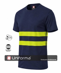 Camiseta Algodón con Bandas de Alta Visibilidad Amarillas - UN1040