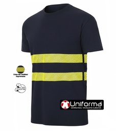 Camiseta Algodón con Bandas de Alta Visibilidad Amarillas - UN203