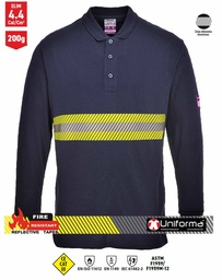 Polo Ignífugo con Bandas Reflectantes Bicolor - UNFR1050