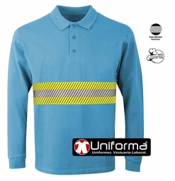 Polo Algodón Manga Larga Banda Reflectante Bicolor - UN330
