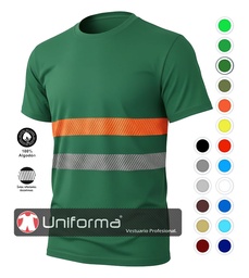 Camiseta Algodón Bandas Reflectante y Naranja Flúor  - UN1006