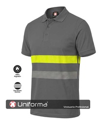Polo Algodón Bandas Segmentadas Amarilla y Gris - UN2230