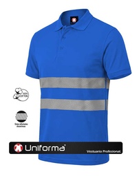 Polo Algodón Bandas Segmentadas Gris - UN2220