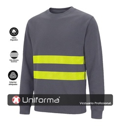 [UN3214] Sudadera Algodón con Bandas Alta Visibilidad Amarillas - UN3214
